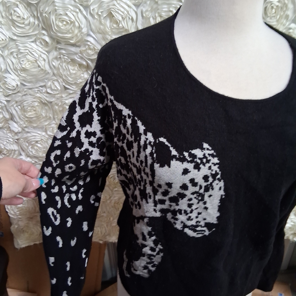 Catherine Malandrino Black and White Animal Print Sweatshirt